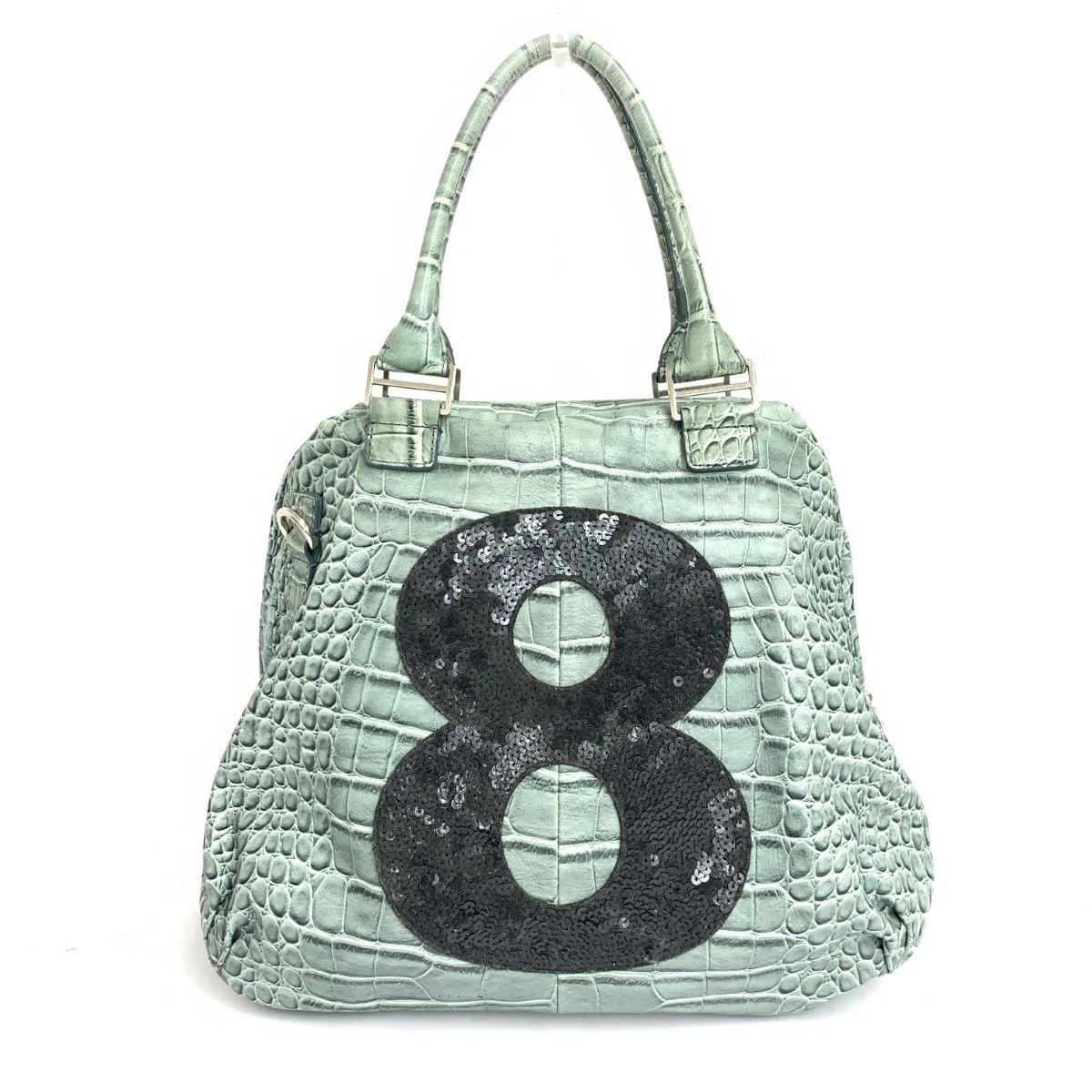 muta ムータ トートバッグ クロコ型押し スパンコール レザー グリーン