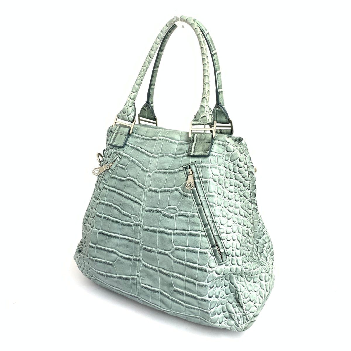 muta ムータ トートバッグ クロコ型押し スパンコール レザー グリーン
