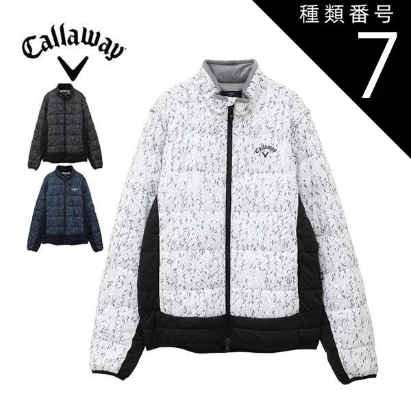 種類7：ブラック(1010)/L キャロウェイ スターストレッチ フェザープリント フルジップ 2WAY 中綿 ブルゾン ゴルフウェア メンズ M-3L C24215105