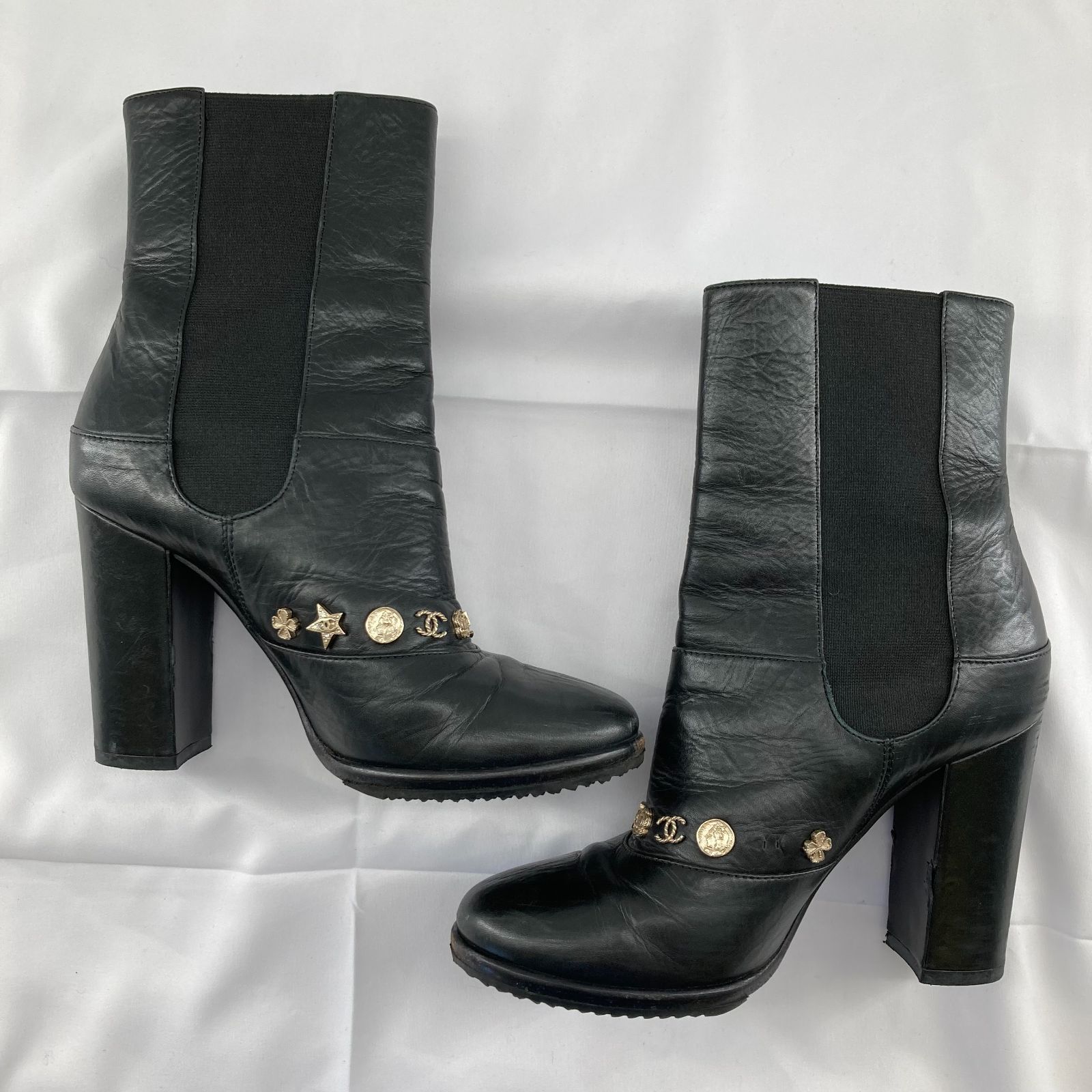 CHANEL（シャネル）サイドゴアブーティ ブラック 35cm - メルカリ