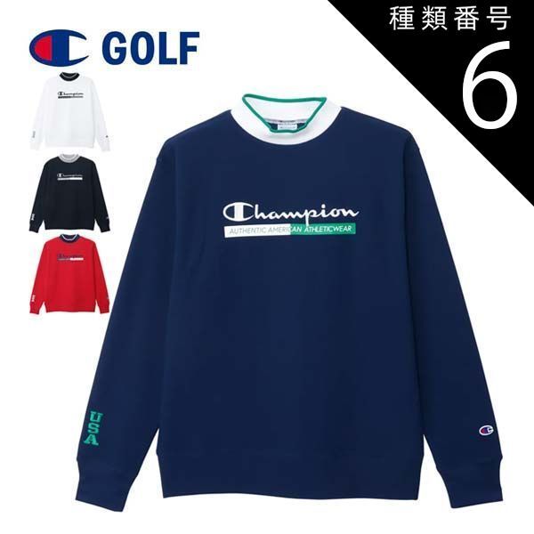 種類6：ネイビー(370)/M チャンピオン ゴルフ モックネック 長袖シャツ
