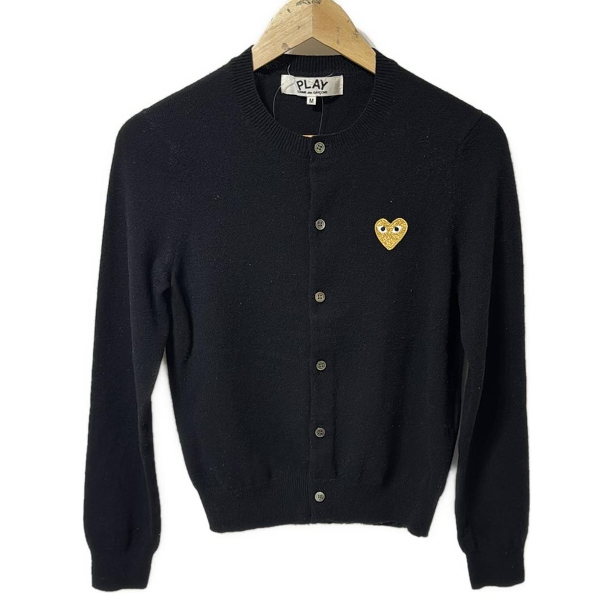 PLAY COMMEdesGARCONS プレイコムデギャルソン カーディガン サイズM レディース - 黒 長袖 ハート ラメ