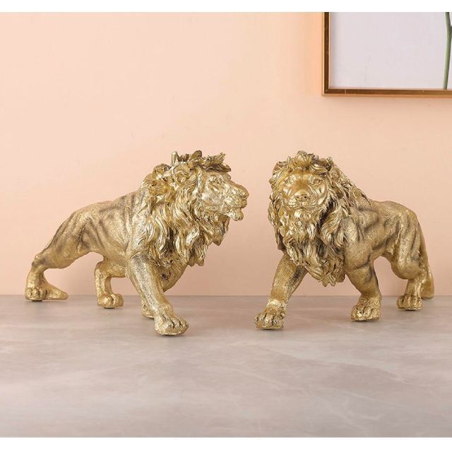 ゴールド 黄金ライオン 獅子 オブジェ 置物 インテリア 彫刻 大きい 北欧 金 かわいい 風水 縁起物 祝い 引越し祝い 庭 雑貨 am 4 7