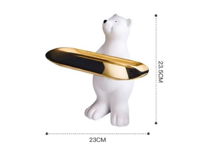  シロクマ置物 皿をあげる 白熊 インテリア 雑貨 お洒落 アンティーク amya ミニラック 置物 インテリア小物