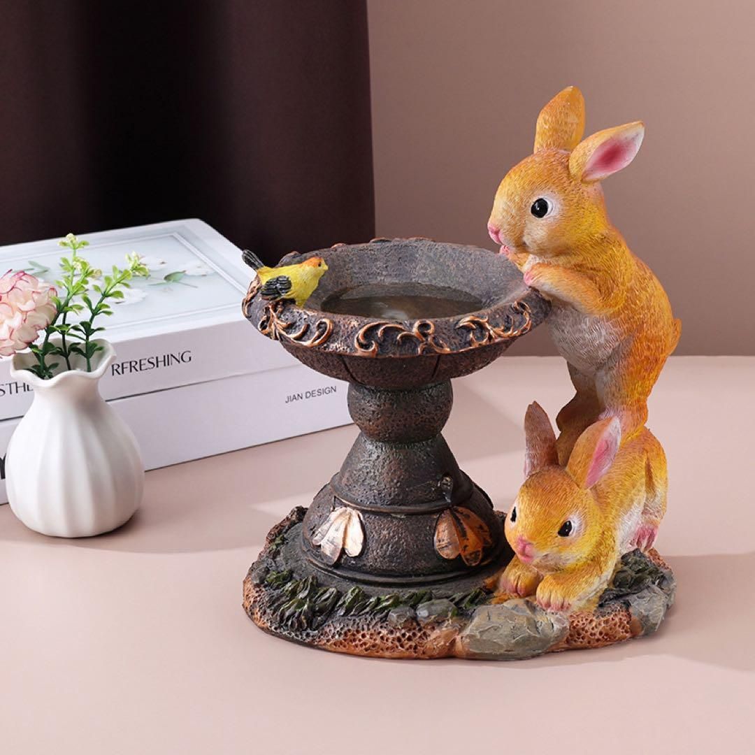  かわいい2匹のウサギ うさぎ ガーデンライト ソーラーLEDライト オブジェ置物 ガーデンオーナメント 金魚 小鳥 オブジェ 防水 太陽光 パネル メルヘン 大きい 動物 自動点灯 amya その他 インテリア 生活道具