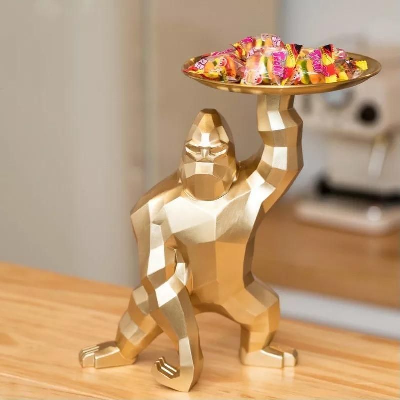 入荷 ゴールデンゴリラ オブジェ 置物 ホワイト ブラック amレッド 小物入れ おしゃれ インテリア おもしろ 動物 ごりら 黄金 金 かわいい ポリゴン 3 D amqu