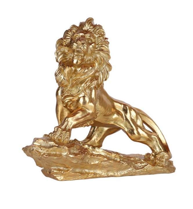 豪華ゴールド黄金百獣の王ライオンオブジェ 置物 インテリア 獅子 オブジェ 金運 動物 彫刻 引越し 祝い 風水 かわいい 北欧 庭 大きい ya