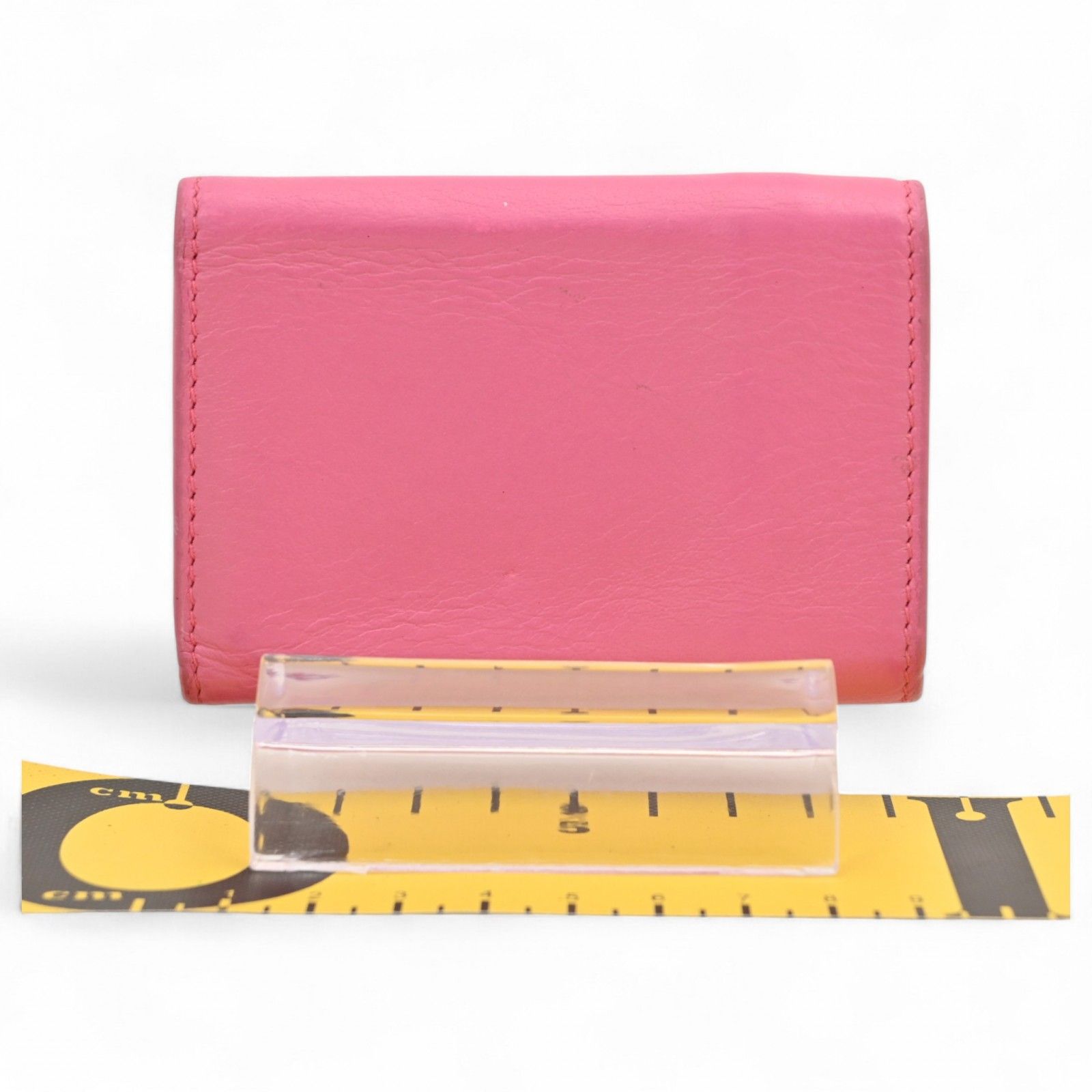 バレンシアガ ペーパーミニウォレット 三つ折り財布 ピンク Bランク