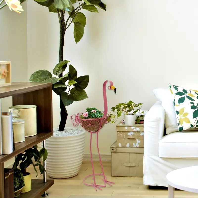  植木鉢 フラワーバスケット フラミンゴ プランター 2個セット ピンク 曲線 錆びにくい メタル 孔雀 ピーコック 鳥 家の装飾 庭 ガーデン インテリア 4 7 鉄製雑貨 置物 インテリア小物