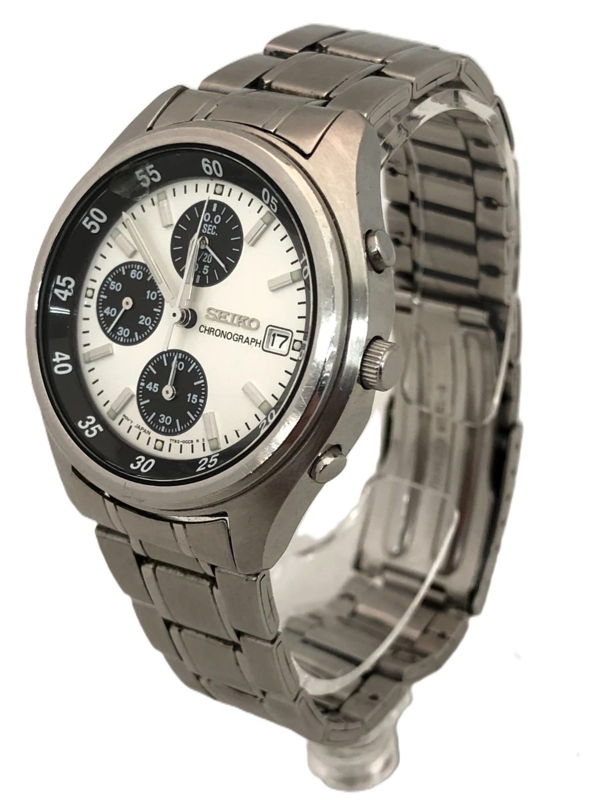  ＳＥＩＫＯ セイコー パンダ クロノグラフ クォーツ 7Ｔ92 0ＣＣ8 品番 金属ベルト 時計