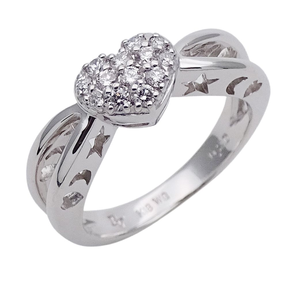 ポンテヴェキオ Ponte Vecchio リング レディース ブランド 指輪 K18WG ダイヤモンド D0.20 ホワイトゴールド ハート スター ムーン 約9号 ジュエリー 磨き済み
