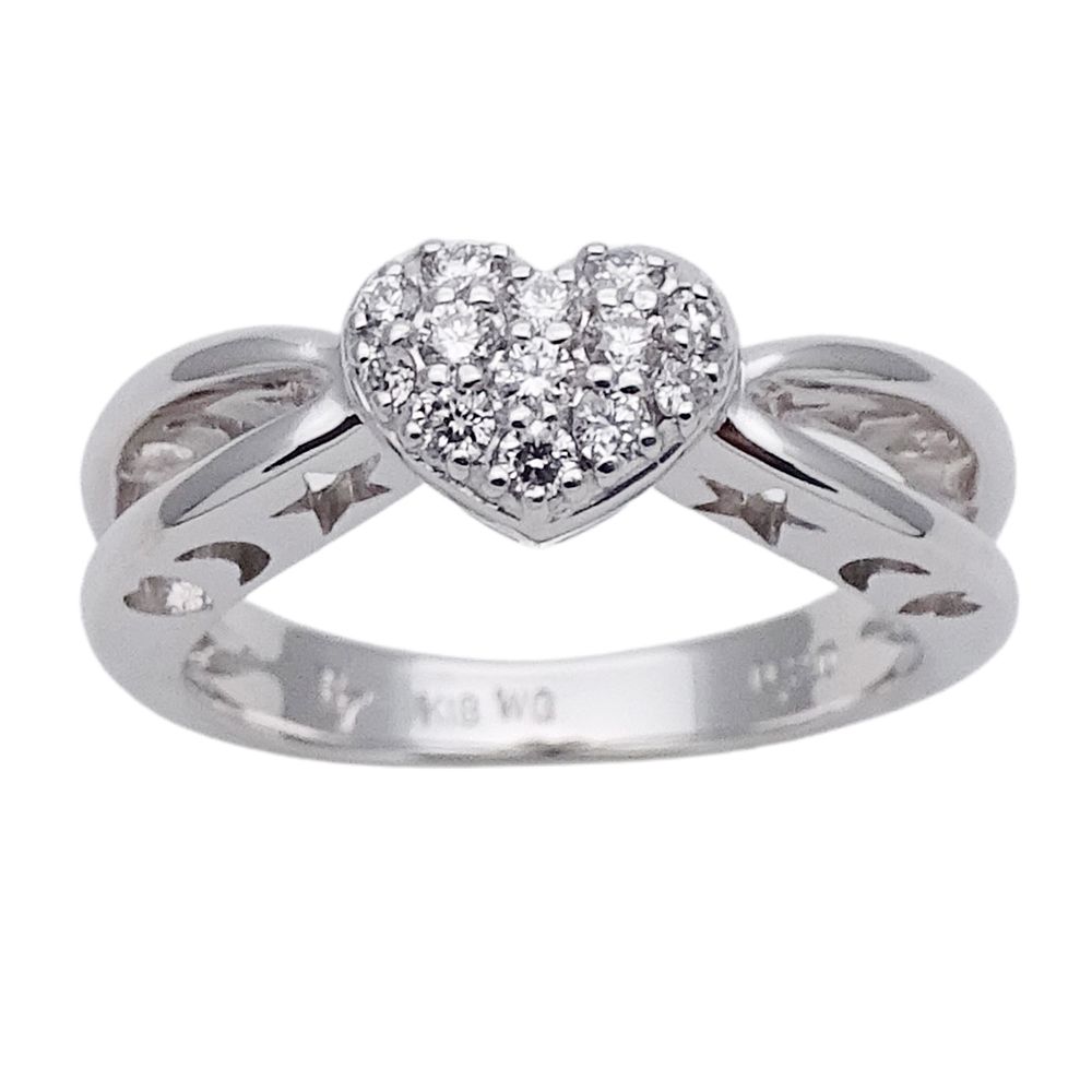 ポンテヴェキオ Ponte Vecchio リング レディース ブランド 指輪 K 18 WG ダイヤモンド D 0.20 ホワイトゴールド ハート スター ムーン 約9号 ジュエリー 磨き済み