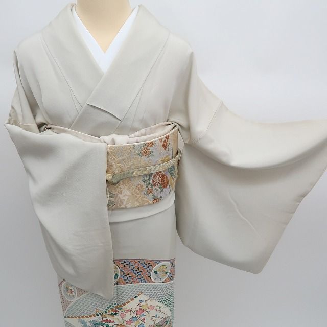 ✾まめ藤✾m2374＊正絹 本加賀友禅落款 染め一つ紋 比翼仕立て 手縫い