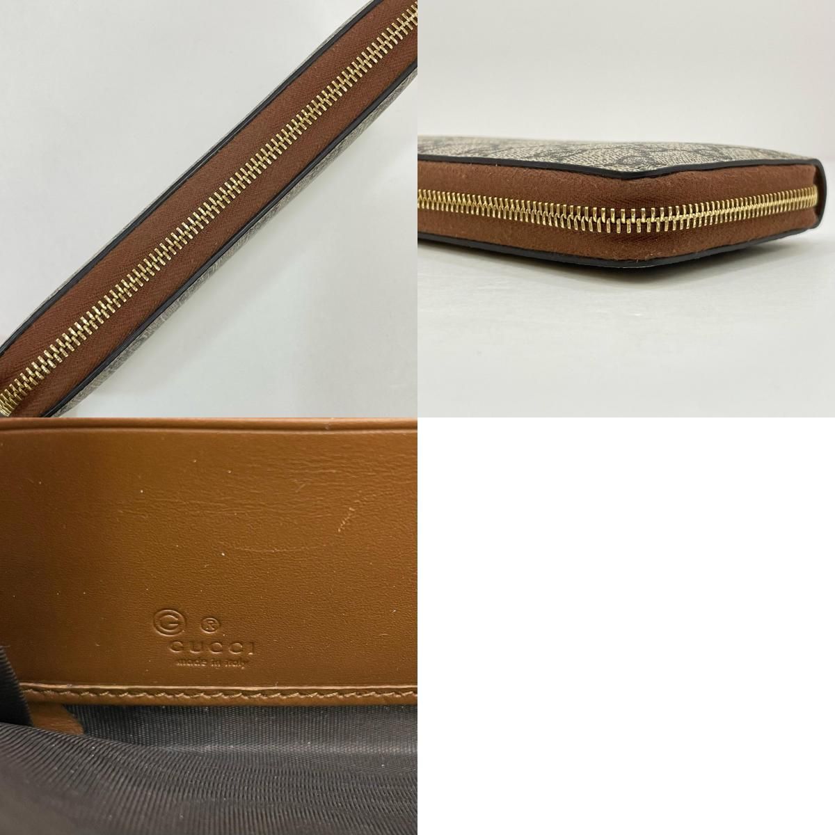  GUCCI グッチ GGスプリーム ラウンドファスナー長財布 779786 ブラウン 長財布 小物