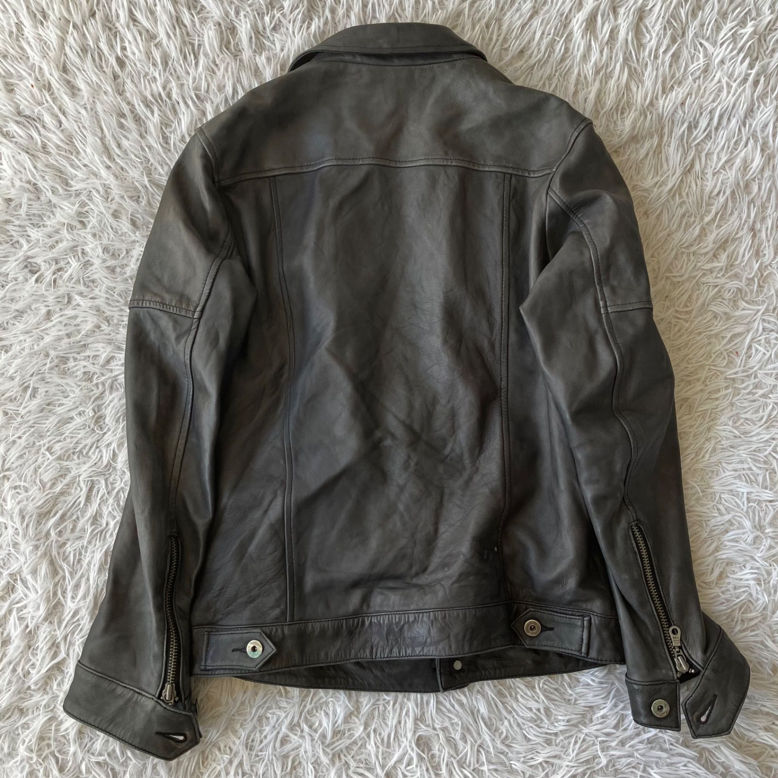 アコースティック レザージャケット 羊革 本革 古着 ラムレザー ブルゾン 4108