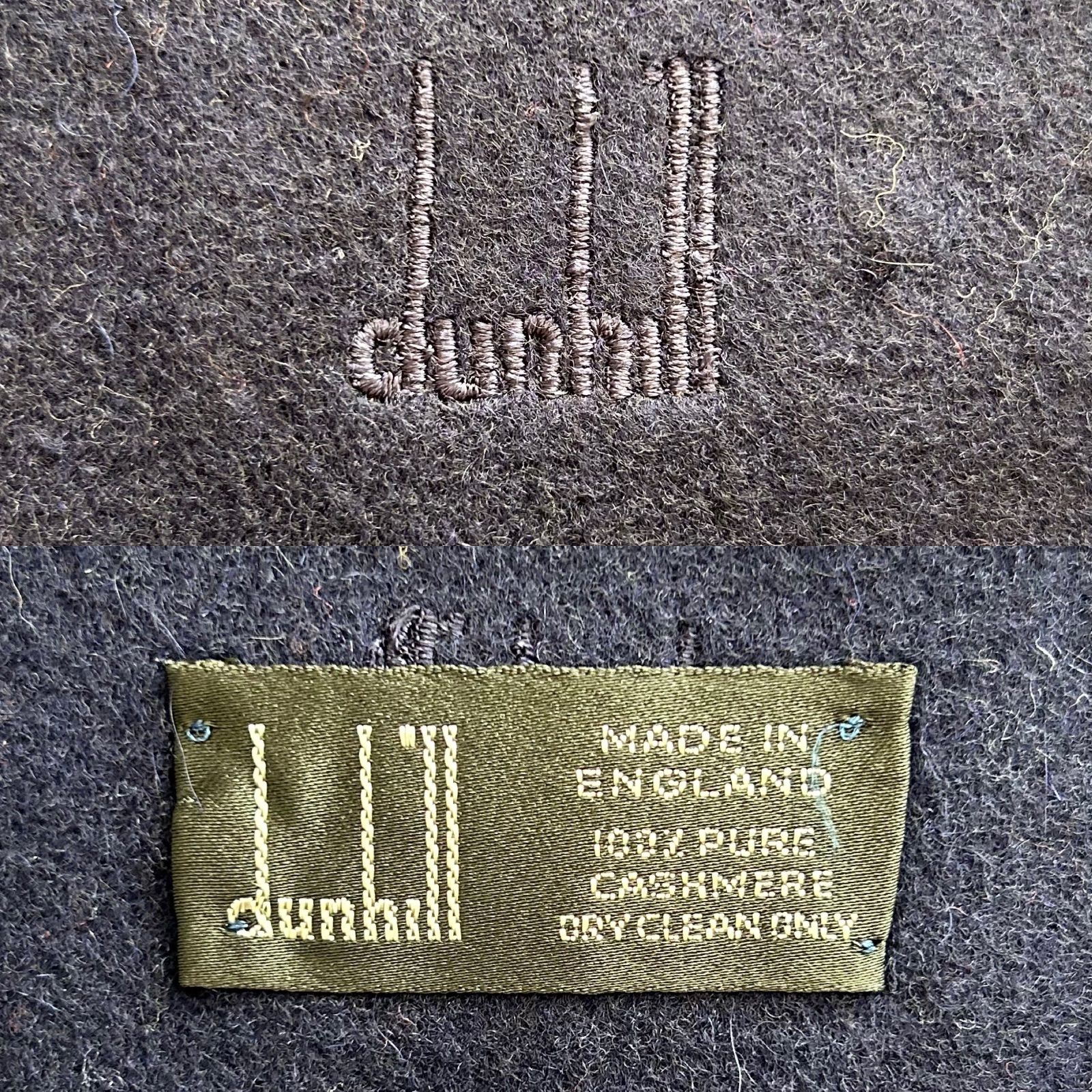 ダンヒルdunhillマフラー ストール ショール スカーフ navy ネイビー紺色系 darkblue ダークブルー青色系 無地ロゴ カシミヤ カシミア スコットランド製 メンズmen’s男性用紳士