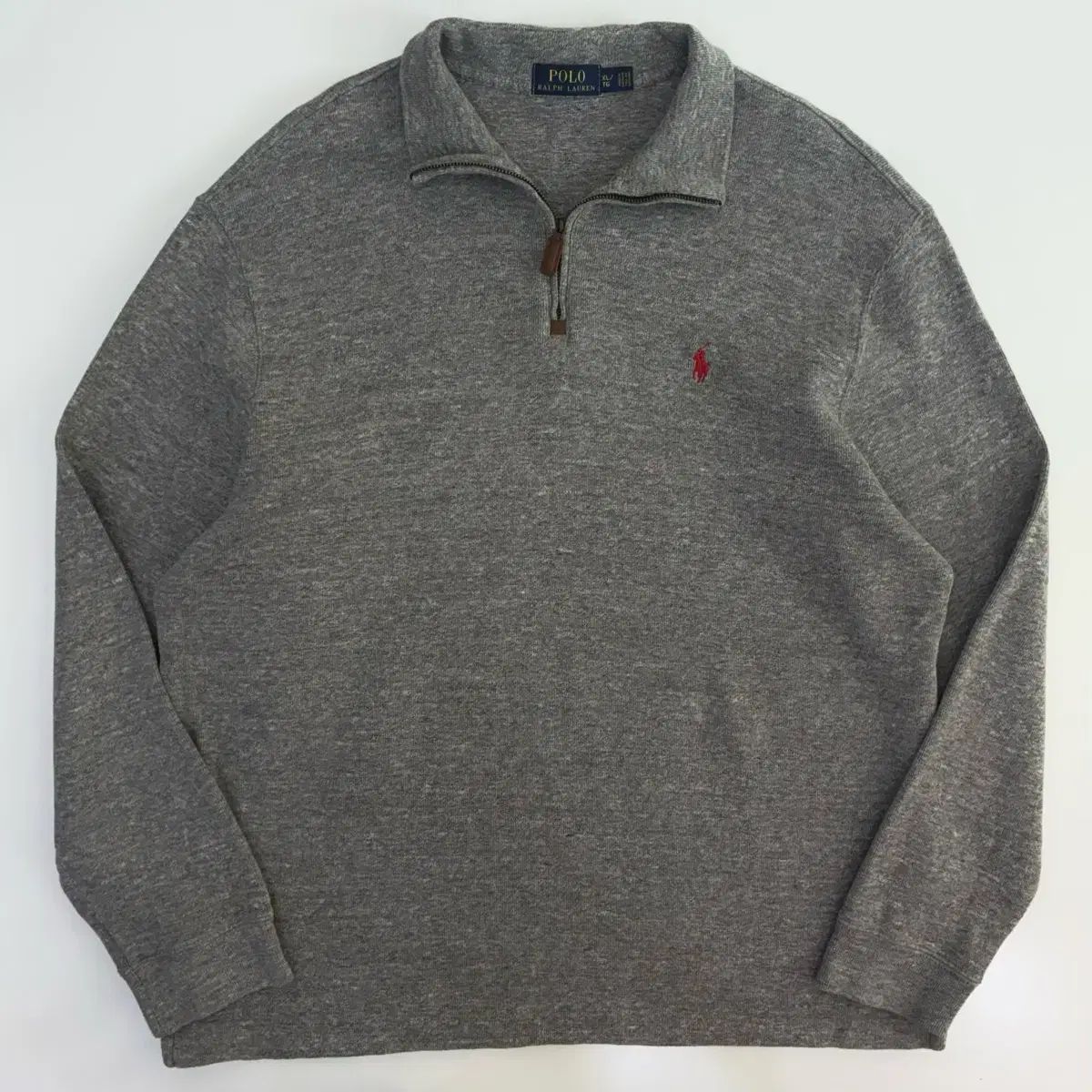 POLO ポロ ラルフローレン 刺繍 コットン グレー ハーフジップ ニット