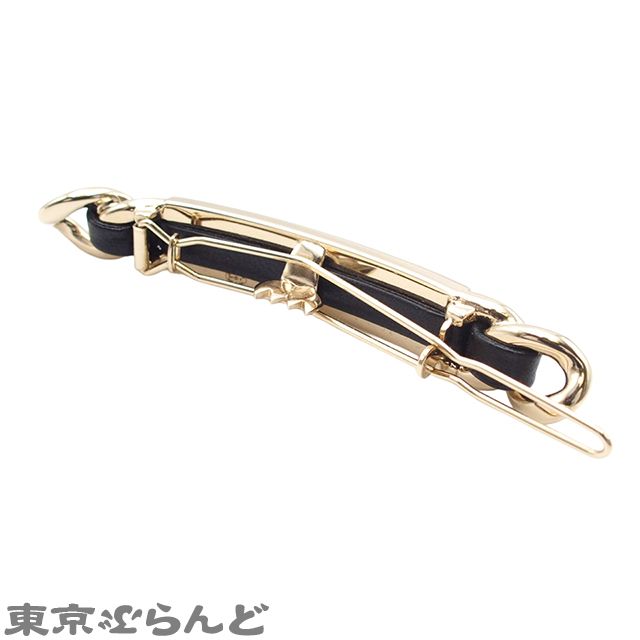 シャネル CHANEL バレッタ ゴールド メタル レザー チェーンモチーフ ロゴ ラインストーン B20B レディース 101827757