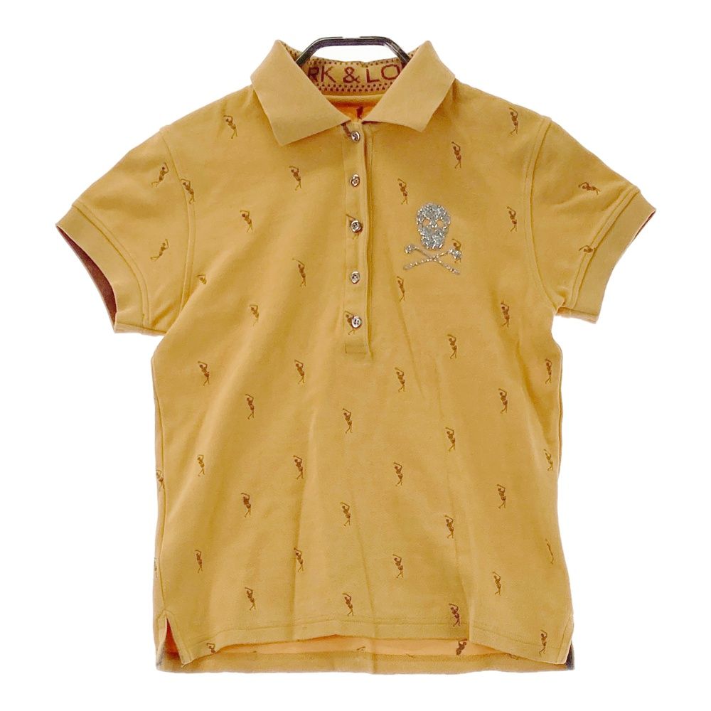 サイズ S MARK-LONA マークアンドロナ 半袖ポロシャツ スカル 総柄 イエロー系 240101548046 ゴルフウェア レディース ストスト
