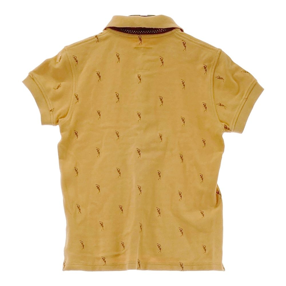 サイズ S MARK-LONA マークアンドロナ 半袖ポロシャツ スカル 総柄 イエロー系 ゴルフウェア レディース ストスト