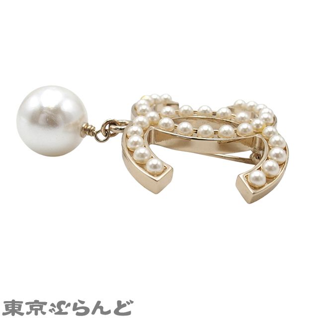 シャネル CHANEL ブローチ ライトゴールド メタル フェイクパール ココ
