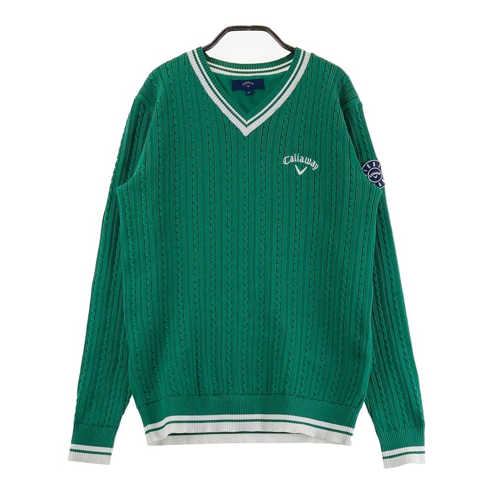 サイズ：M CALLAWAY キャロウェイ Vネック ニットセーター グリーン系