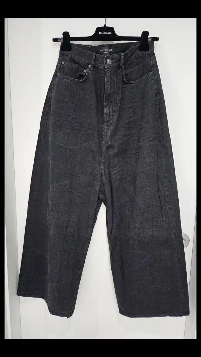 バレンシアガ オーバーサイズ ブラック リンクル バギーパンツ S サイズ
