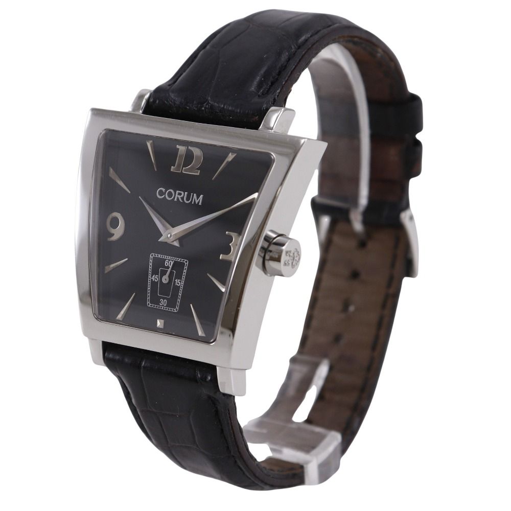 CORUM コルム トラピーズ 106.404.20 ステンレススチール×クロコダイル クオーツ アナログ表示 メンズ ブラック文字盤 腕時計