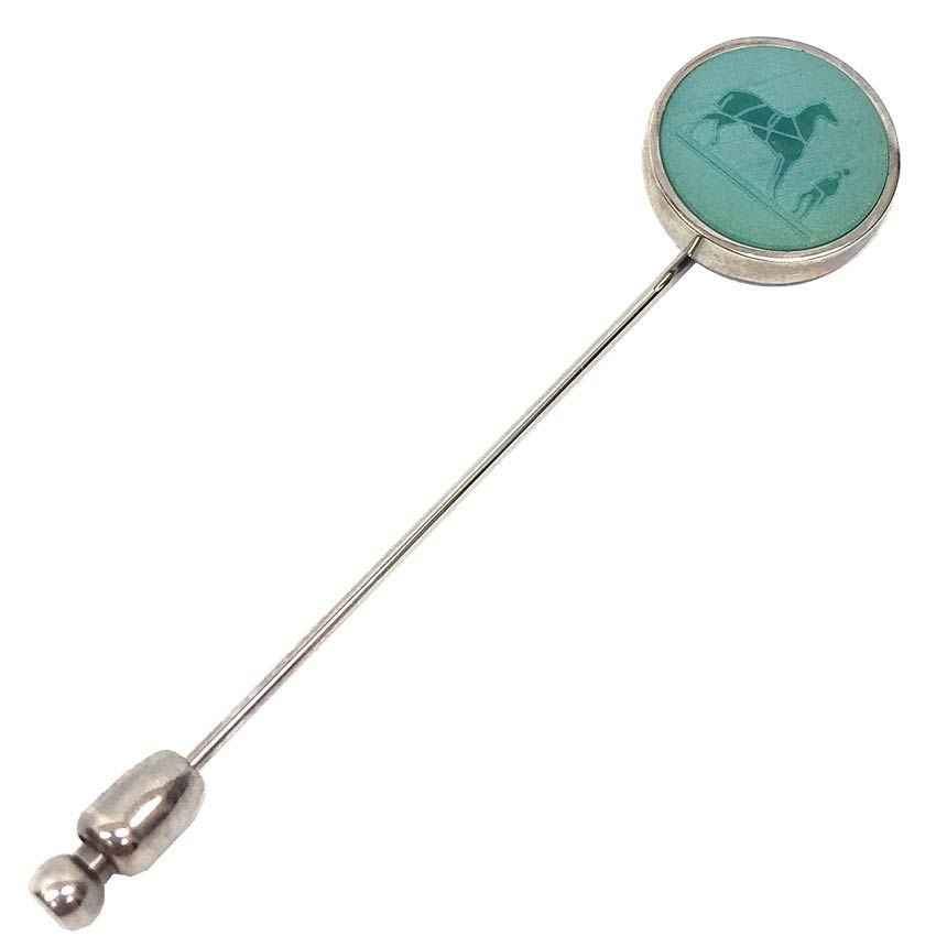 HERMES エルメス コロゾ ピンブローチ シルバー グリーン aq11612