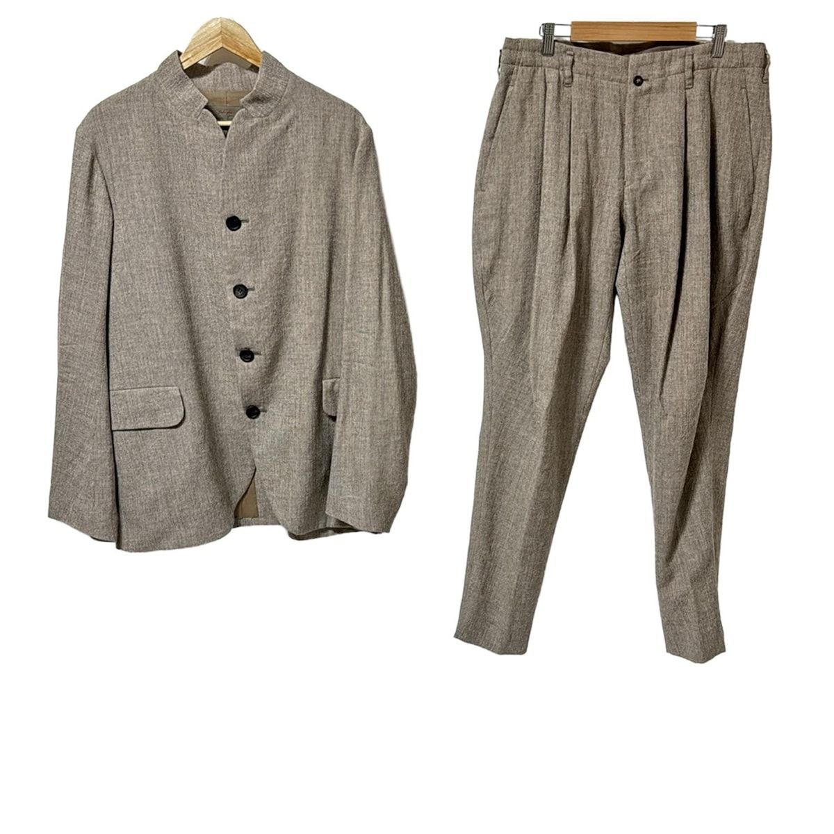 Babaghuri ババグーリ シングルスーツ メンズ - グレーベージュ×アイボリー