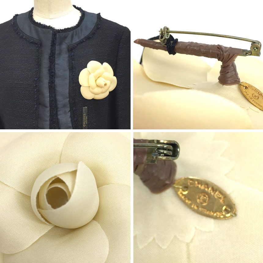 CHANEL シャネル カメリア コサージュ ブローチ フラワー ベージュ aq 11610