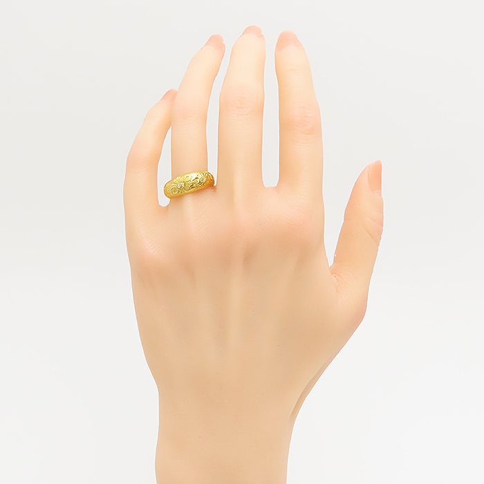 純金 彫柄 リング K 24 11 2 g フリーサイズ 15号 YG 甲丸 菊 花 彫刻 メンズ ゴクラク 質屋 丸高 尼崎市 Au Yellow Pure Marutaka jewelry flowers 兵庫県