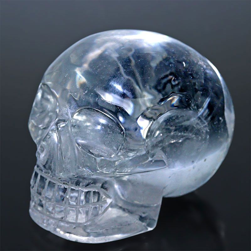 D17-17〕入手困難 極上品質 超透明 水晶 ドクロ クリスタルスカル 虹