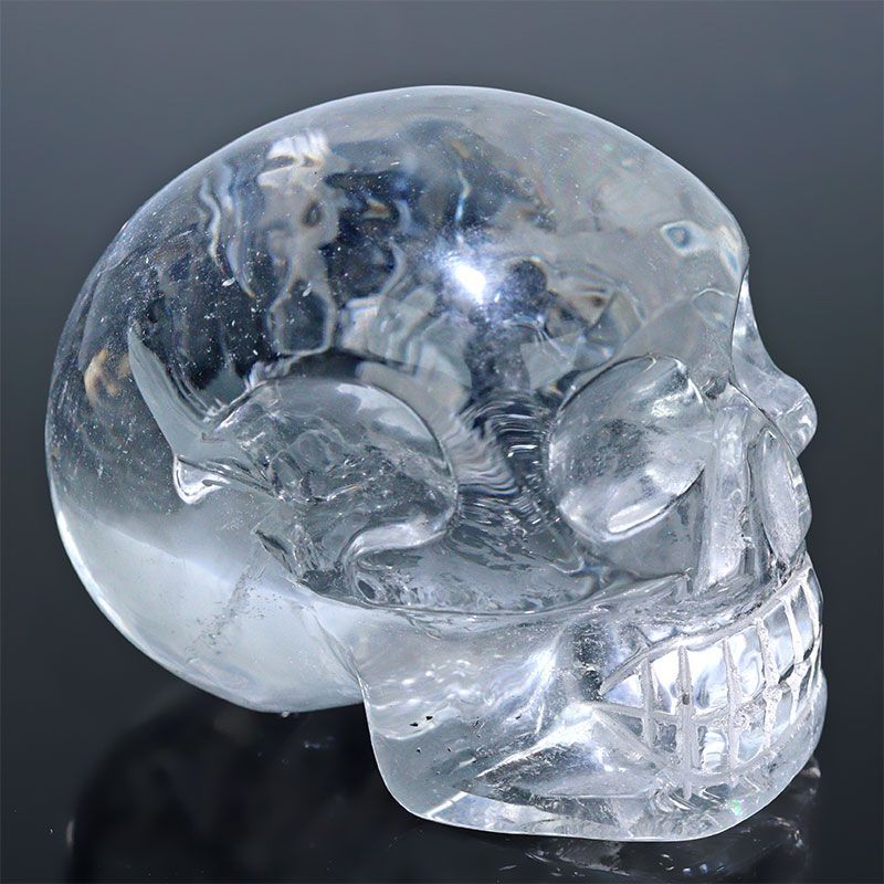 D17-17〕入手困難 極上品質 超透明 水晶 ドクロ クリスタルスカル 虹