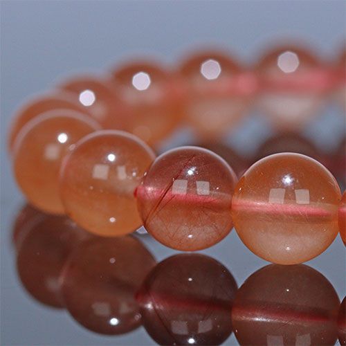 〔K 2032-3〕約8 mm ピンクサゲニティッククォーツ ブレスレット Pink Sagenitic quartz