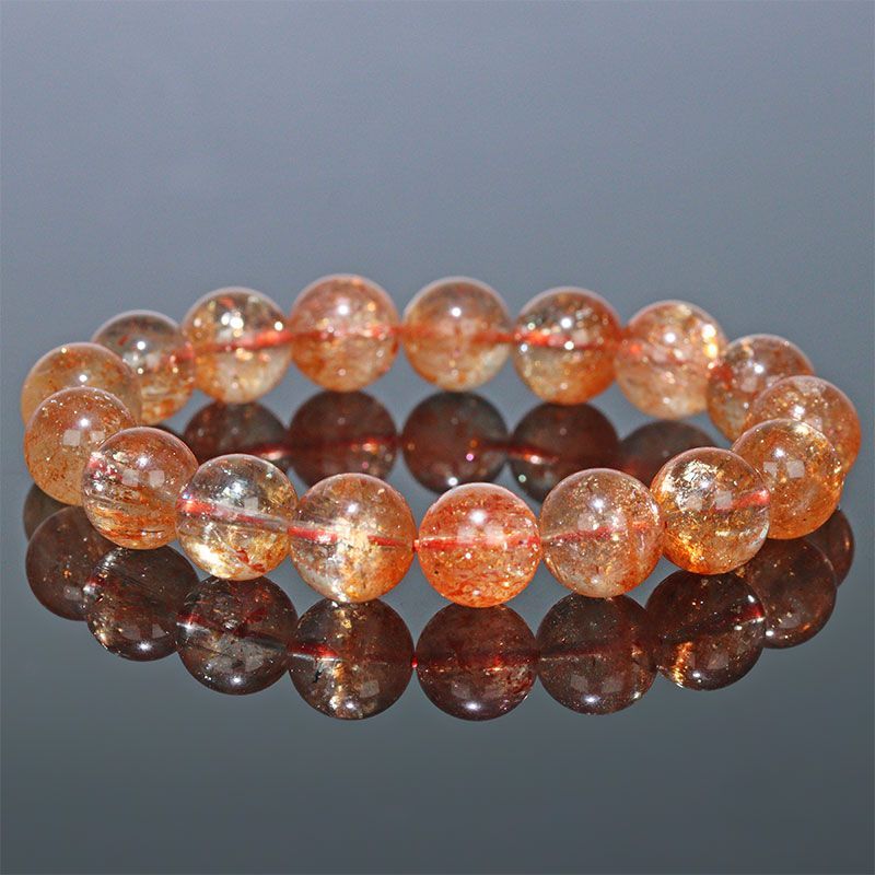 〔K2036〕高品質 約12mm サンストーン ブレスレット SunStone タンザニア産 日長石