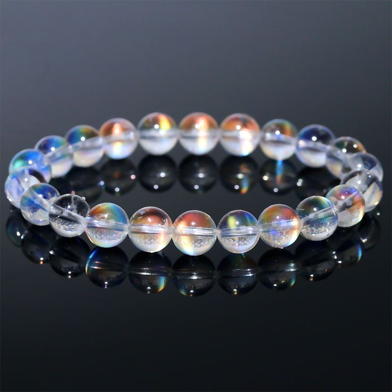 〔K2033-2〕トップグレード 約8mm マダガスカル産 レインボームーンストーン ブレスレット