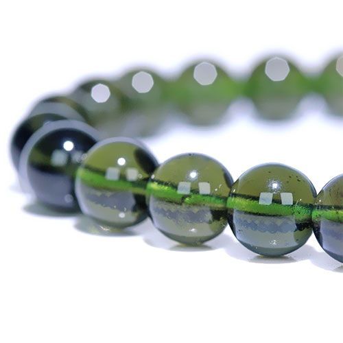 〔K 2029-2〕トップグレード 約7.4 mm チェコ産 天然モルダバイト M avite ブレスレット