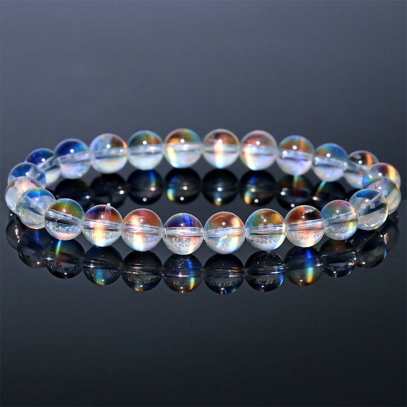 〔K2033-3〕トップグレード 約7mm マダガスカル産 レインボームーンストーン ブレスレット