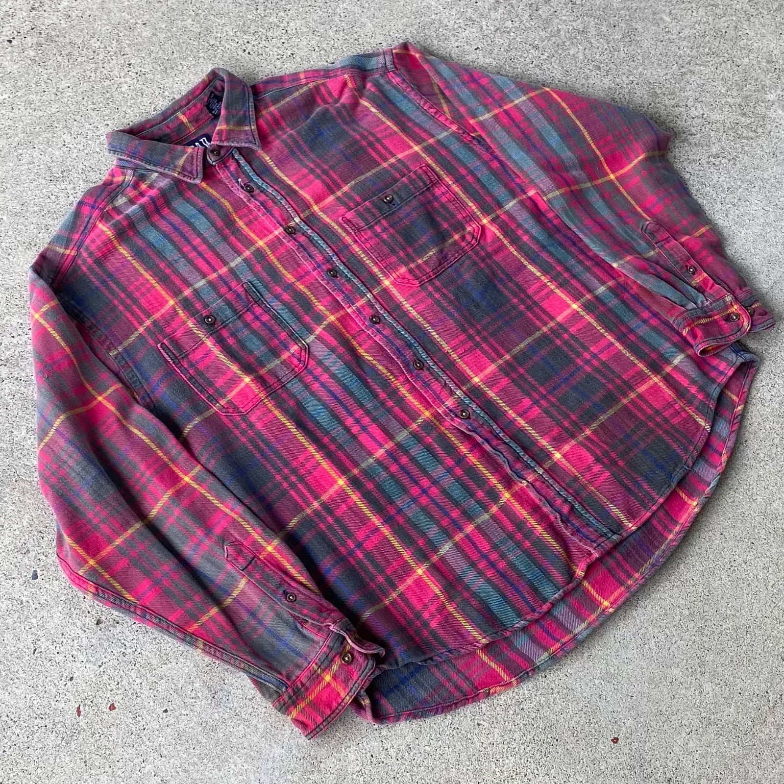 90 s GAP check heavy flannel shirts. 古着 OLD ネルシャツ レッド×ブラック 赤 XL ギャップ