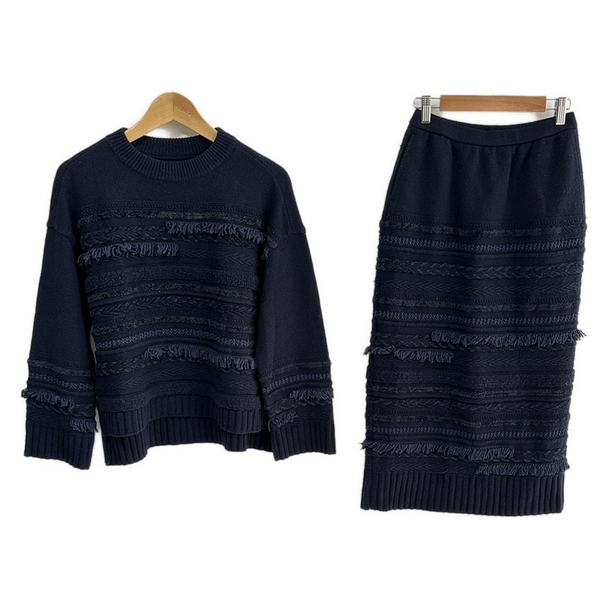 Coohem コーヘン スカートセットアップ レディース - ダークネイビー×ブルー×黒 ニット