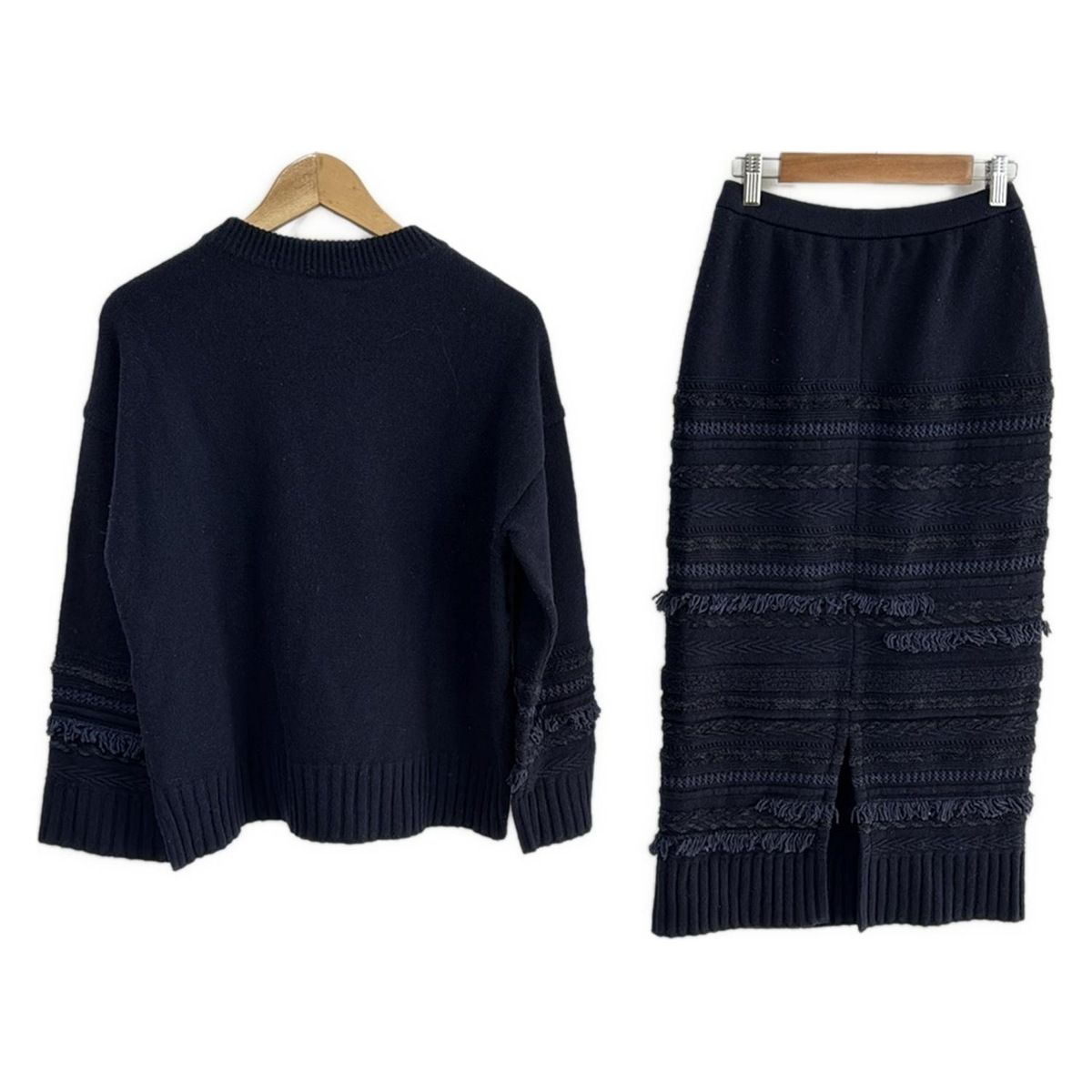 Coohem コーヘン スカートセットアップ レディース - ダークネイビー×ブルー×黒 ニット