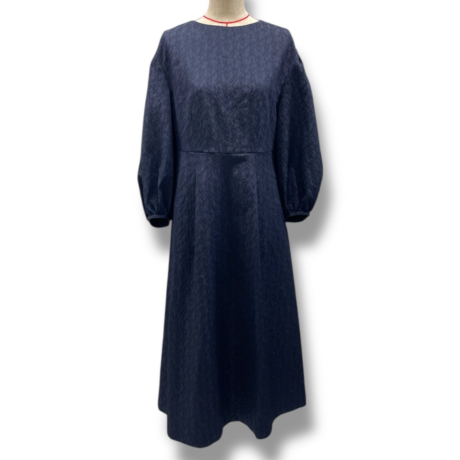 Ballsey ボールジィ バブルジャカード パフスリーブワンピース ロングワンピース 五分袖 フ 2025 SS 11 06 51 06001 紺色 ネイビー レディース 春 夏 ゴーゴー古着マルイファミリー 23 No 211