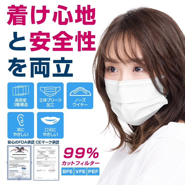 普通サイズ 不織布マスク 2 000枚 個包装 箱入り 1枚7円 ノーズフィッター 個包装 メルトブローン不織布 通気性 抗ウイルス 花粉 防塵 インフルエンザ
