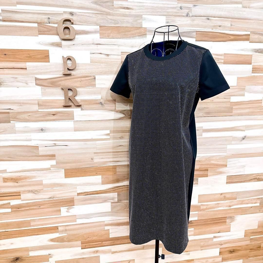  ディーゼル メタル スタッズ ワンピース ビンテージ イタリア製 XL 黒 半袖 ひざ丈ワンピース