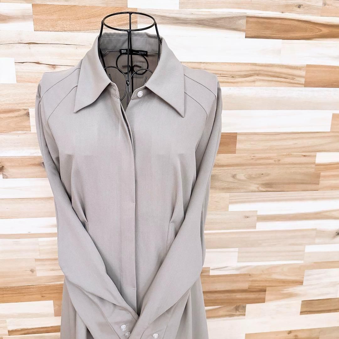 イーケークッキーズ カーブスリーブ タック ロング シャツ ワンピース M