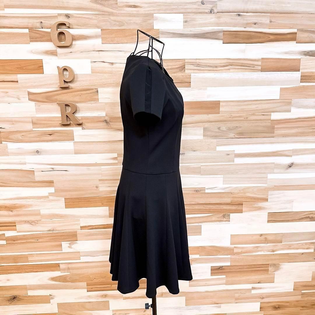  フレイアイディー シアー オーガンジー ドッキング ドレス ワンピース黒 半袖 ひざ丈ワンピース