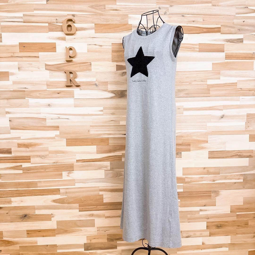 ダブル クロージング 星スター ノースリーブ ワンピース グレー 黒