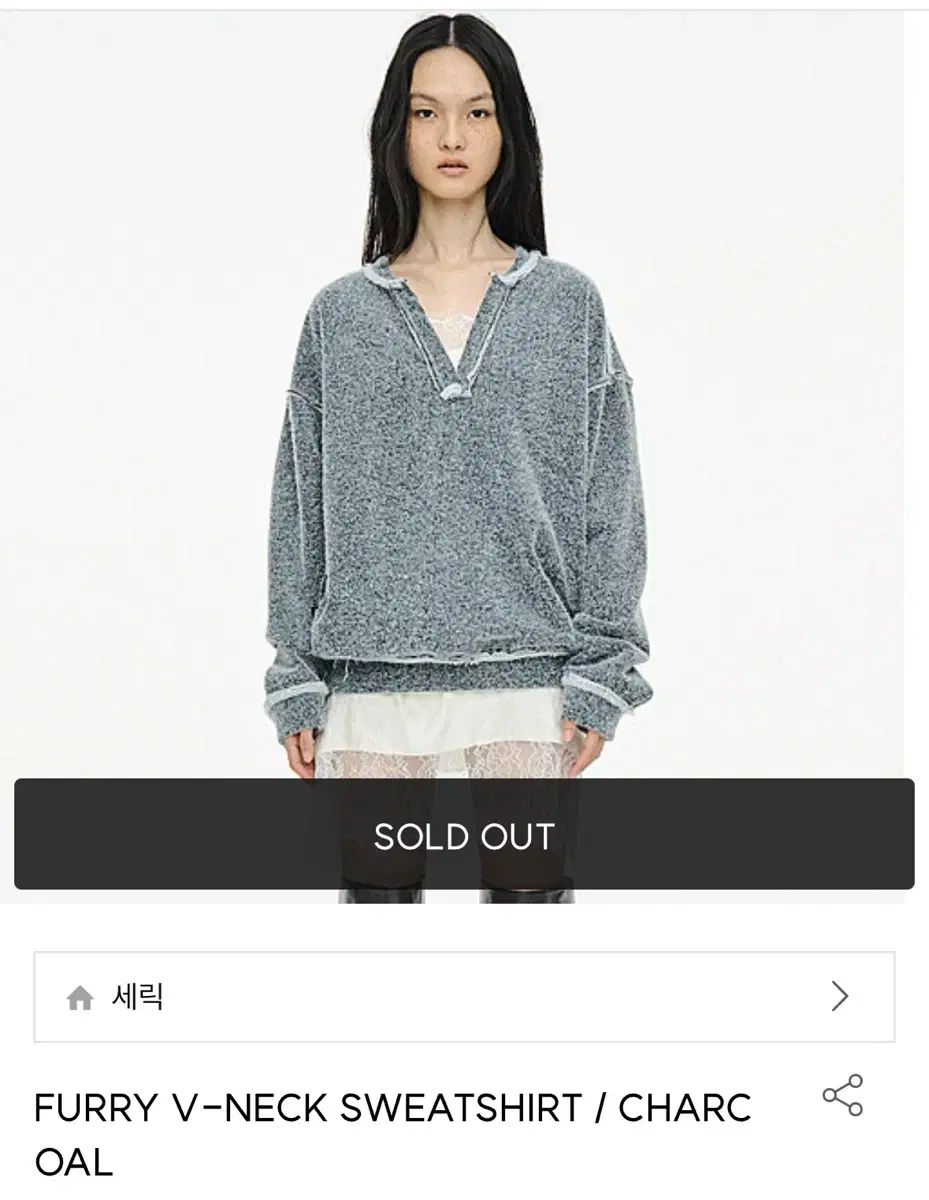 セリック Vネック スウェット チャコール スウェットシャツ