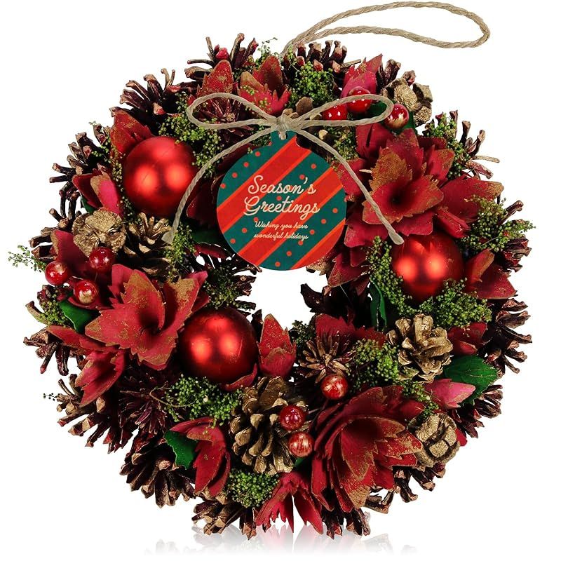 Morikuru(Ririsu) クリスマスリース 直径 25cm 飾り 玄関ドア用 リース